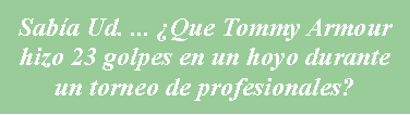 Cuadro de texto: Saba Ud. ... Que Tommy Armour hizo 23 golpes en un hoyo durante un torneo de profesionales?